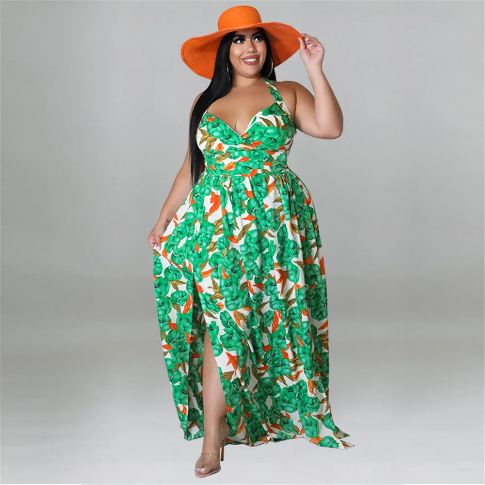 Wmstar Plus Size Dresses for Women Clothing Summer Holiday Bandage Open Back Elegant Beach New Maxi Dress Wholesale Dropshipping