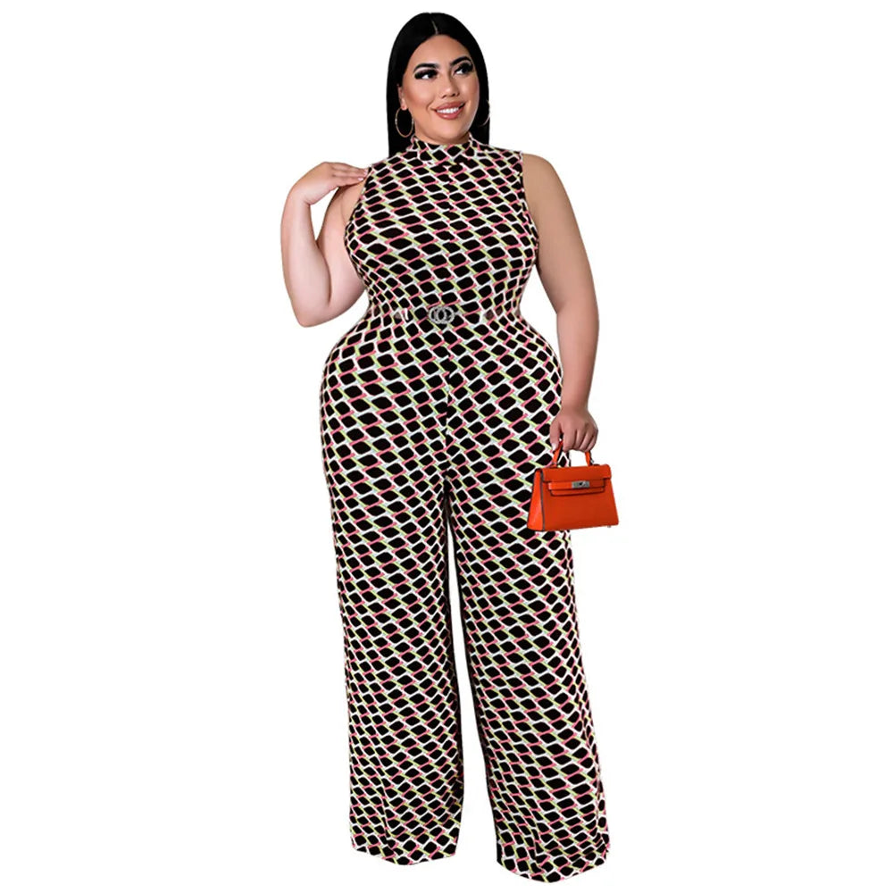 Wmstar Plus Size Women Jumpsuit Summer Clothes Plaid Print with Belt Urban Leisure Shirts Bodysuit New Wholesale Dropshipping