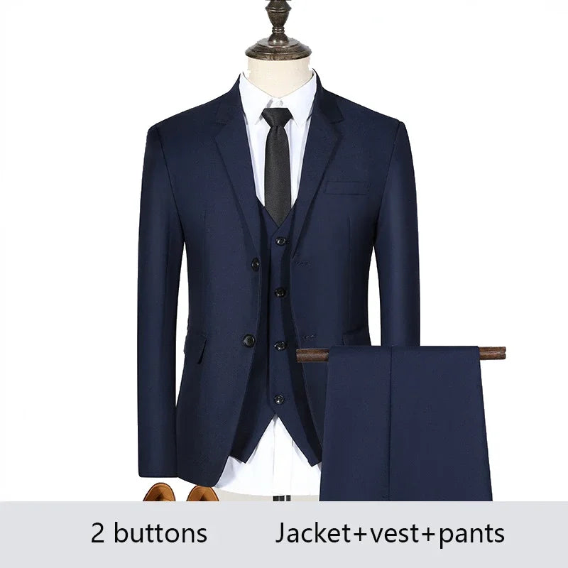 Amay High Quality Men Suits for Wedding 2 Pieces 3 Sets Blazers Elegant Formal Jackets Vest Pants Coats Full  Classic Costume