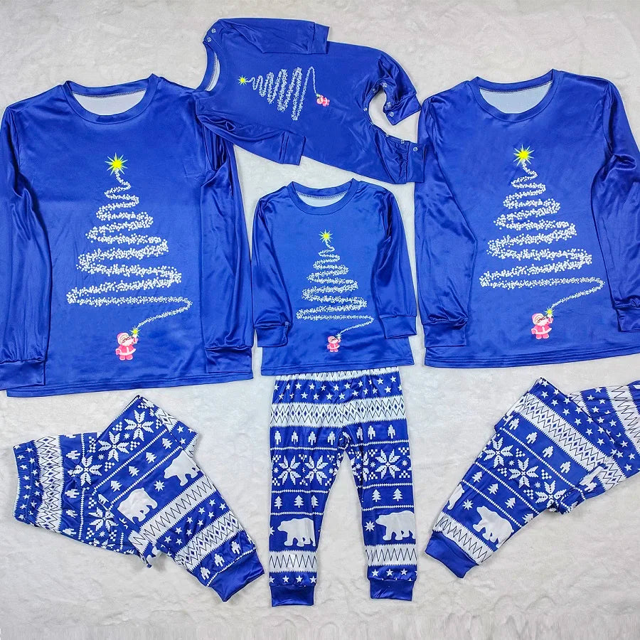 Christmas Family Matching Pajamas Set Polar Bear Father Mother Children & Dog Pyjamas Mommy and Me Xmas Pj's Clothes Tops+Pants