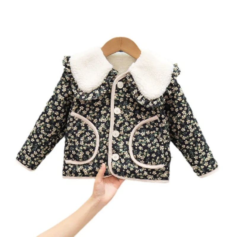 Maxy Girls Warm Coats Winter Children Thick Velvet Jackets For Baby Outerwear Down Clothes Toddler Outdoors Tops Kids 1-5 Years