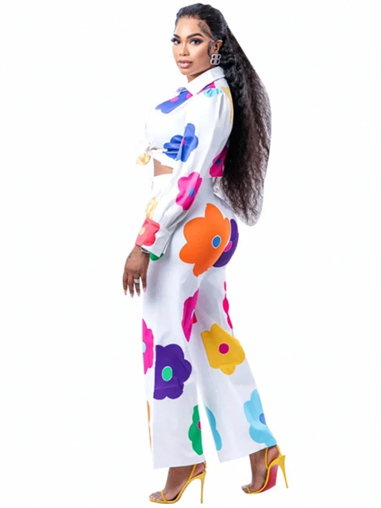 Maxy Two Piece Set Dashiki African Long Sleeve Blouse Tops And Pants Suits Spring Autumn Women Set Sheath Matching Fashion Outfit