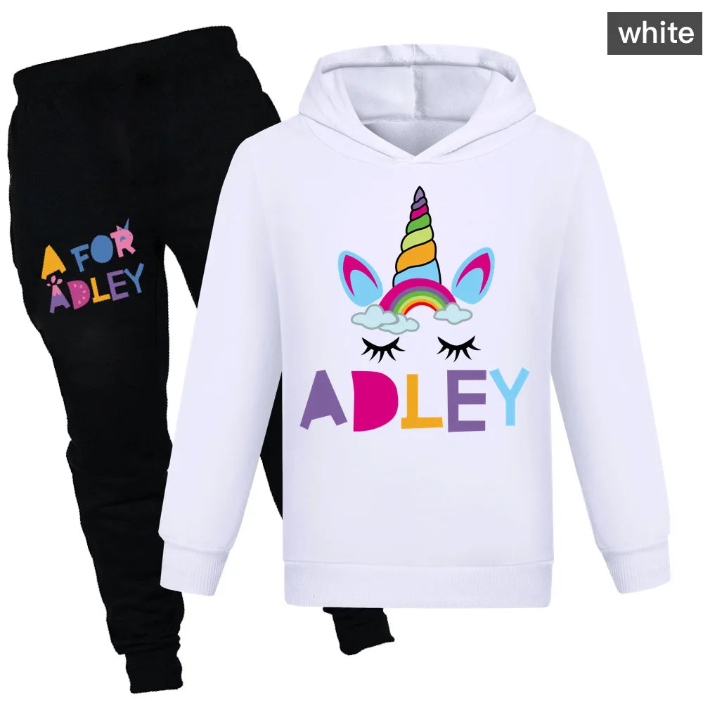 Maxy Children's Clothing A for Adley Girls Boys Clothes Sets Spring Fall Long Sleeve Sweatshirt+Pants Suits Baby 2pcs Girls Set