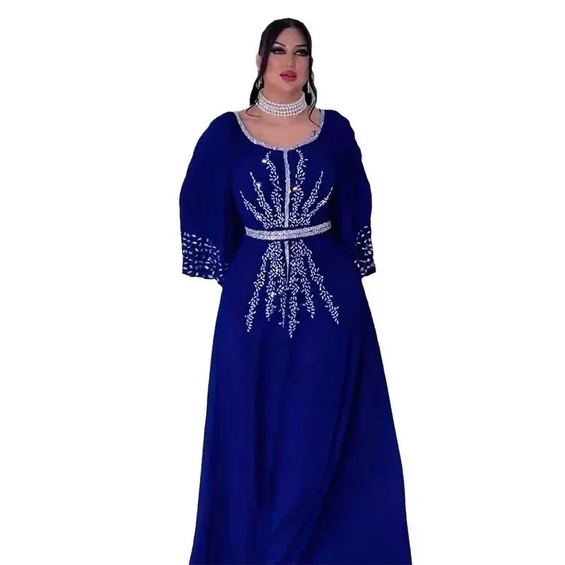 Maxy Summer African Dresses for Women Elegant African Half Sleeve O-neck Polyester Dress Gowns Kaftan Muslim Abaya Outfits