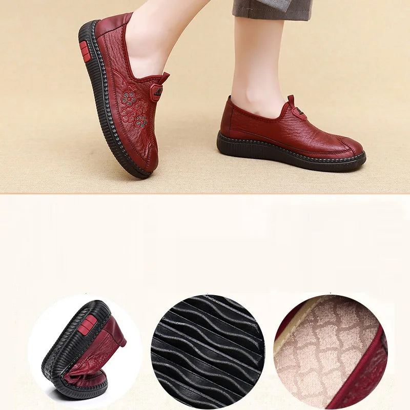Maxy New Spring /Autumn Genuine Leather Breathable Flats Ballet Shoes Female Casual Shoes Office Lady Comfort Shoes