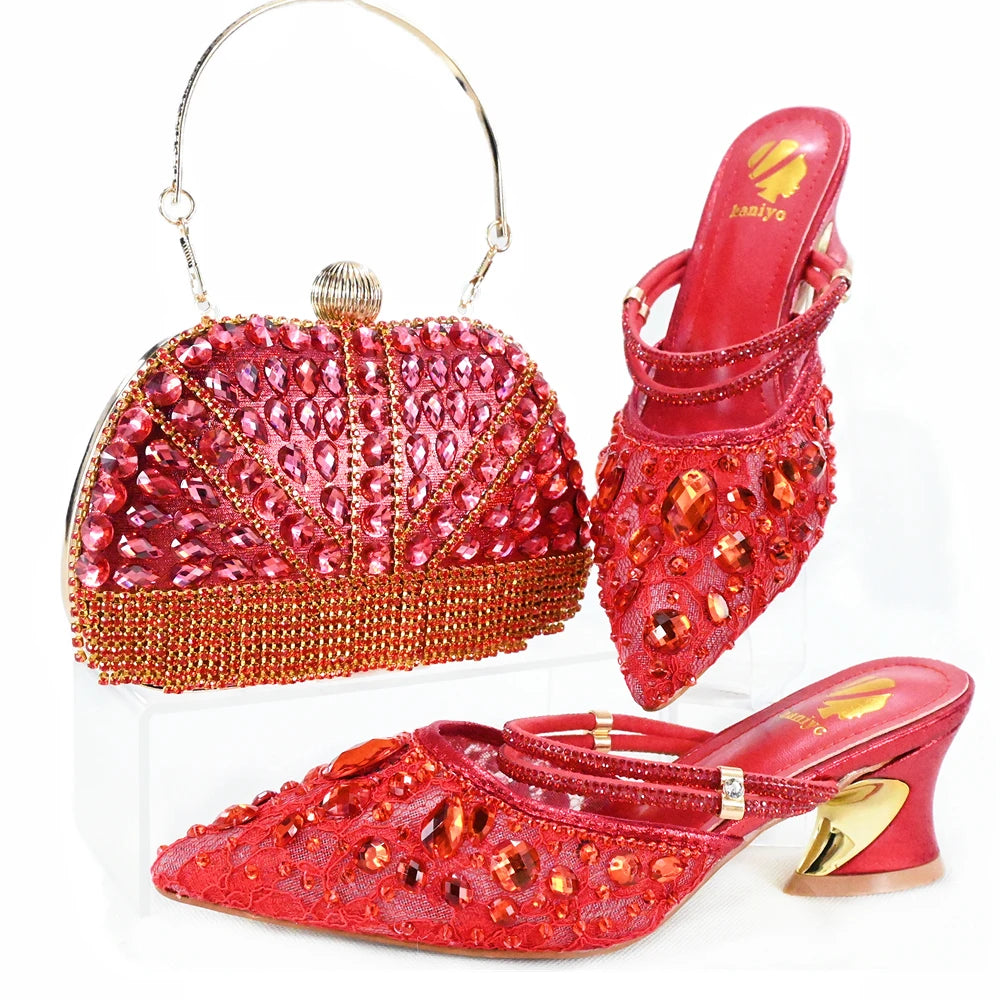 Momsey fashion Women Matching Shoe and Bag Set for Party shoes!