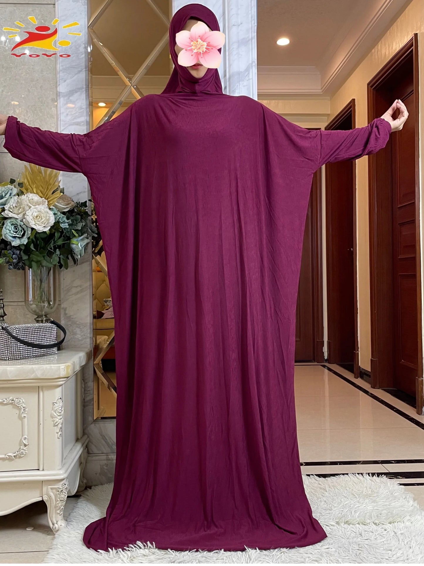 Maxy Muslim Women Hooded Abaya Turkey-African Prayer Garment Kaftan Dress With Hijab Floral Prints Dubai Saudi Robe Ramadan