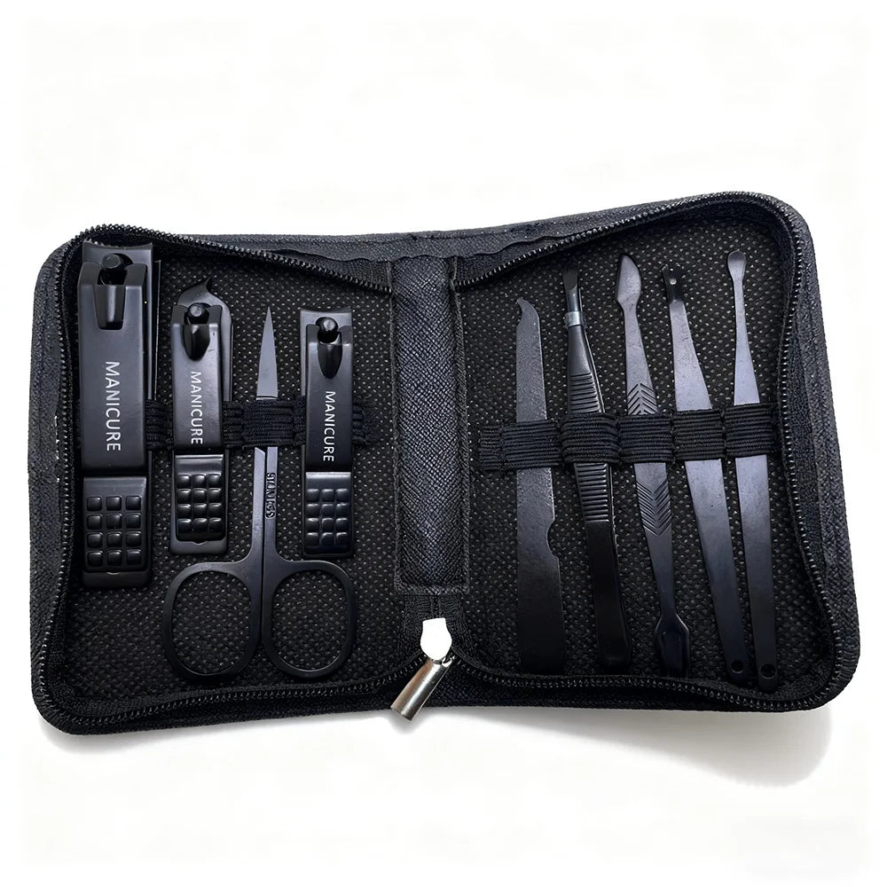 Maxy 6-9 Pcs Manicure Set with Leather Case Professional Foot and Face Care Tool Kits Stainless Steel Nail Clipper Sets Gift