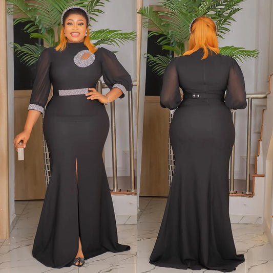 Maxy Elegant Plus Size Party Dresses for Women Sexy Bodycon Maxy Long Dress Fashion Wedding Evening Gowns Ankara Outfit