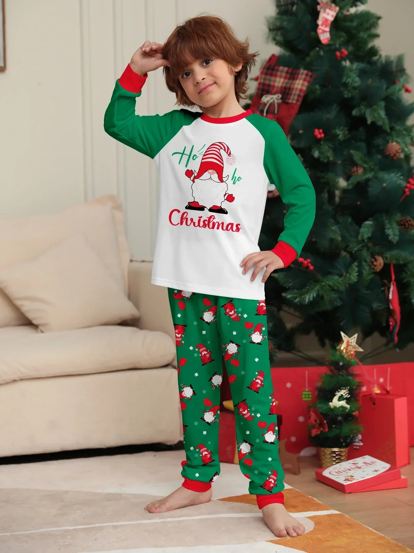Santa Claus Print Family Matching Outfits Soft Cute Homewear Women Men Boys Girls Christmas Pajamas Set Baby&Dog Romper Pjs