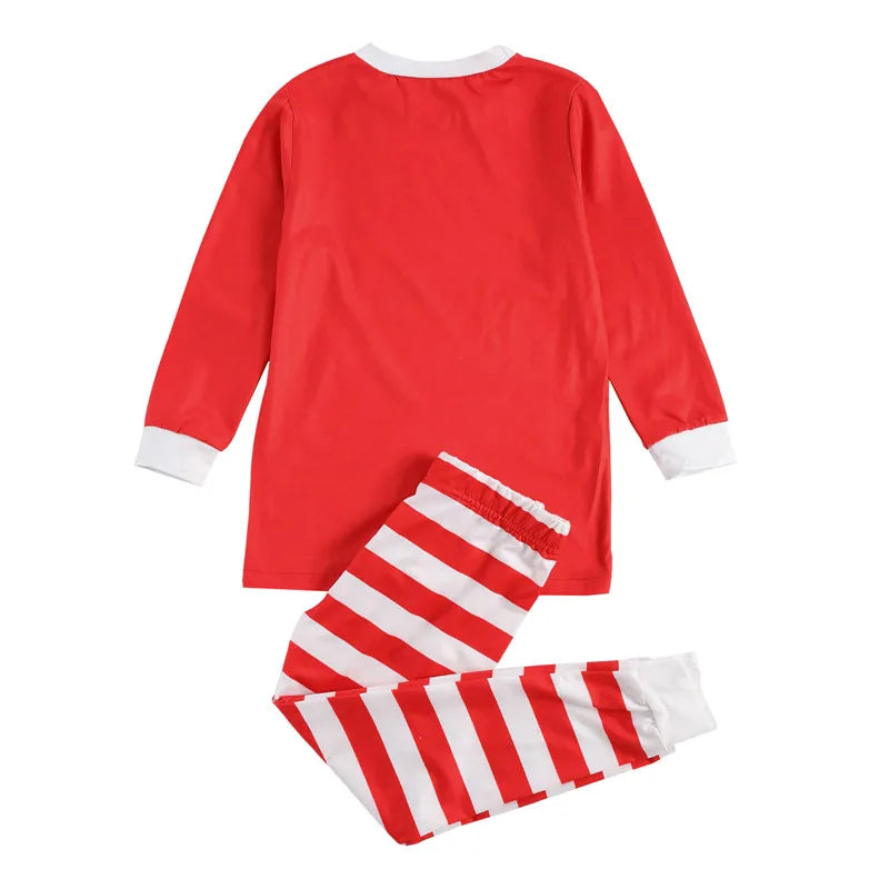Parent-Child Nightclothes Christmas Pajamas Set Cartoon Santa Word Printed Family Top Sleeping Striped Trousers Baby Romper 2020