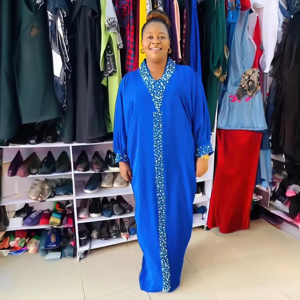 Amay Plus Size Dresses For Women Dubai African Abayas Wedding Party Long Sleeve Robe Turkey Wears Boubou Femme Style Africain