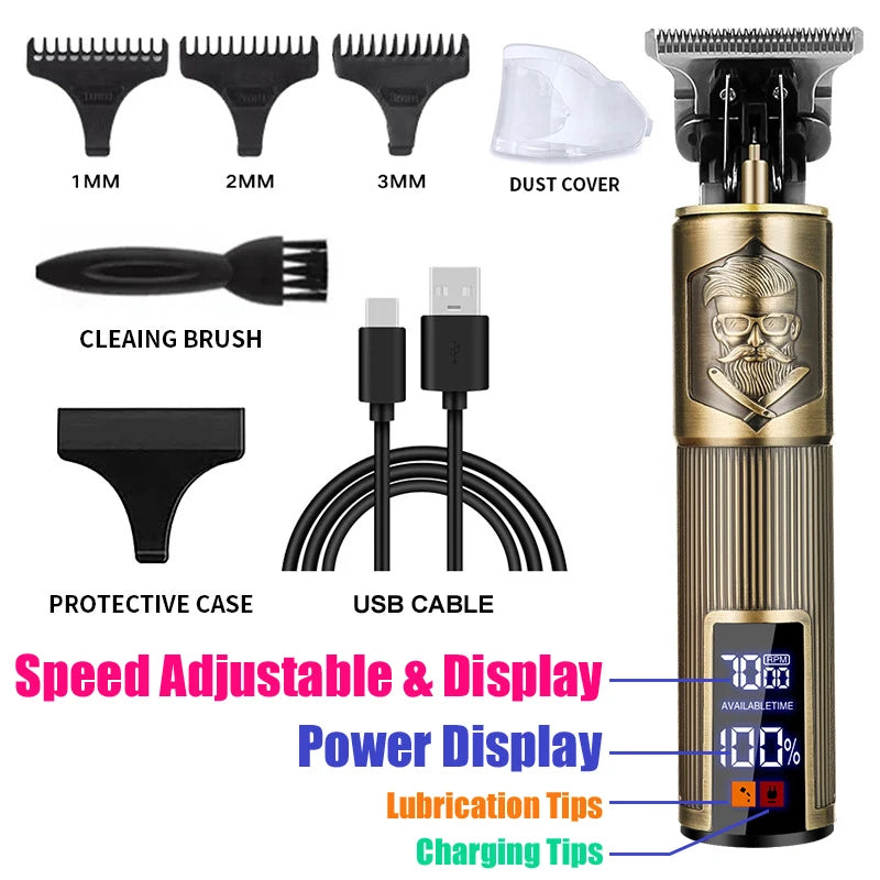 Maxy New Retro T9 Hair Clipper For Men, Electric Shaver, Rechargeable Hair Clipper, Portable Cordless Beard Trimmer