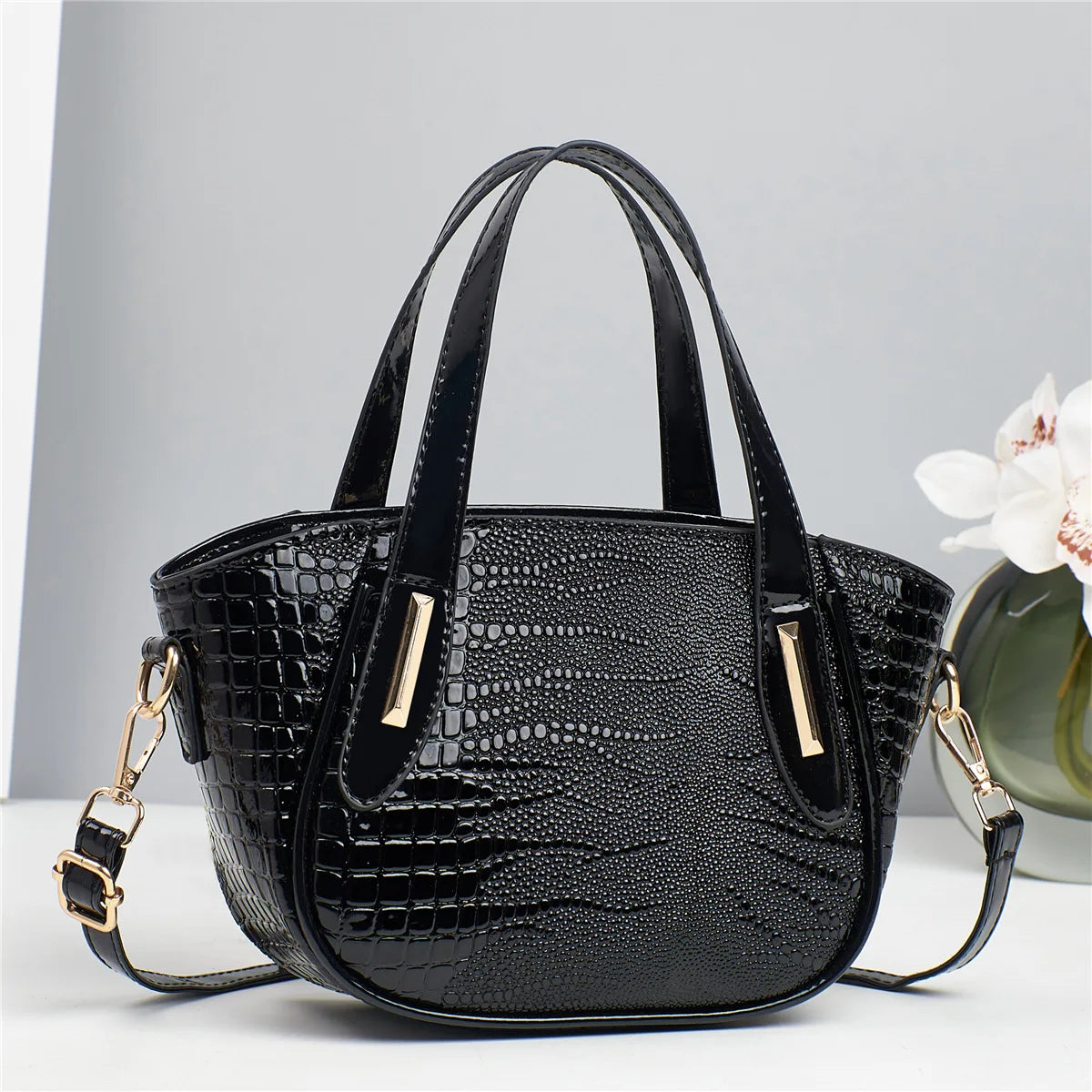 Maxy New Stone Pattern Splicing Handbag Fashion and Versatile Large Capacity Single Shoulder Crossbody hand bag ladies Crocodile patt