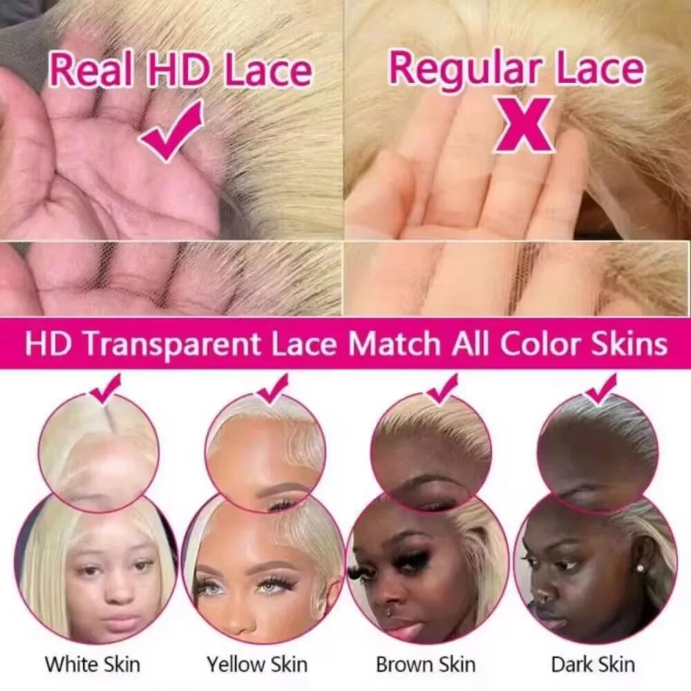 Maxy High Density Honey Blonde 613 Colored Bone Straight Human Hair 13x4 Max Lace Frontal Wig 13x6 HD Lace Front Wigs For Women