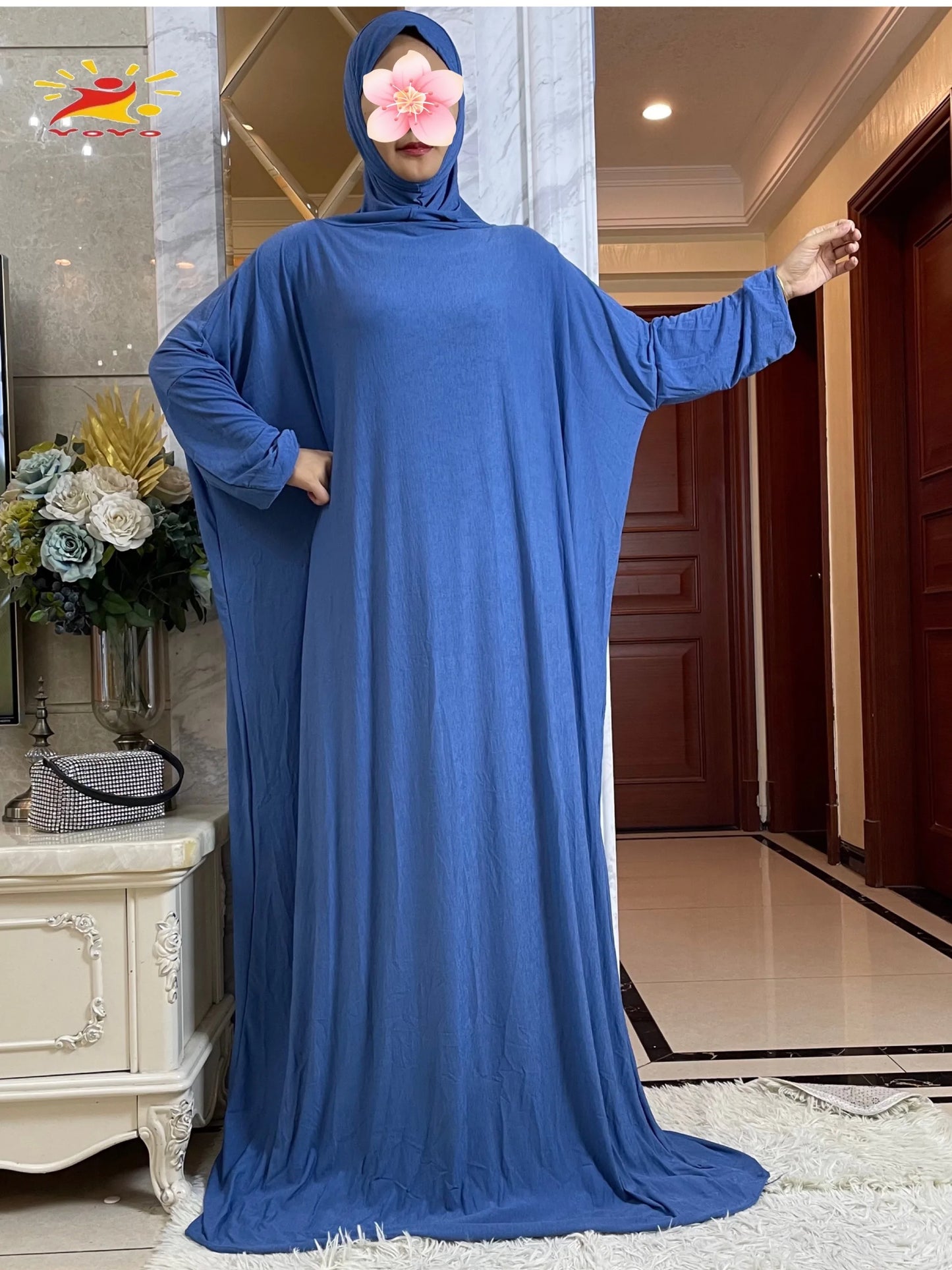 Maxy Muslim Women Hooded Turkey-African Prayer Garment Kaftan Dress With Hijab Floral Prints Dubai Saudi Robe Ramadan