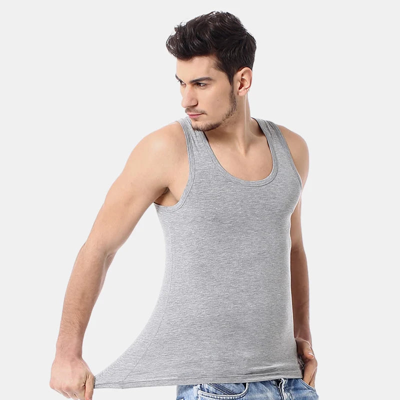 2025 New Men's summer lightweight cotton tight vest, casual family pajamas, outdoor tight top, breathable quick-drying vest