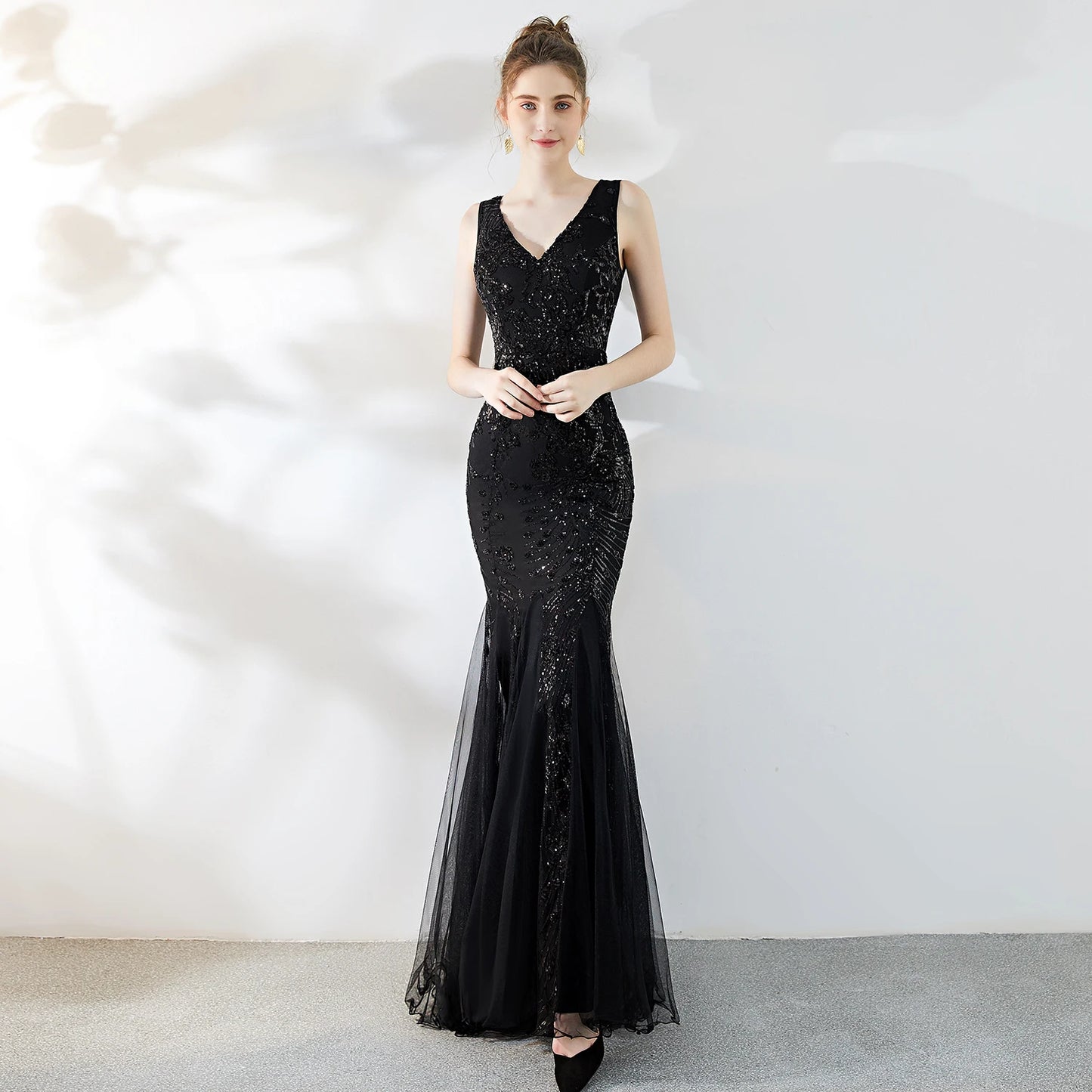 Maxy Customized Women's 1920s Inspired V Neck Sleeveless Gatsby Dresses Long Evening Cocktail Gowns