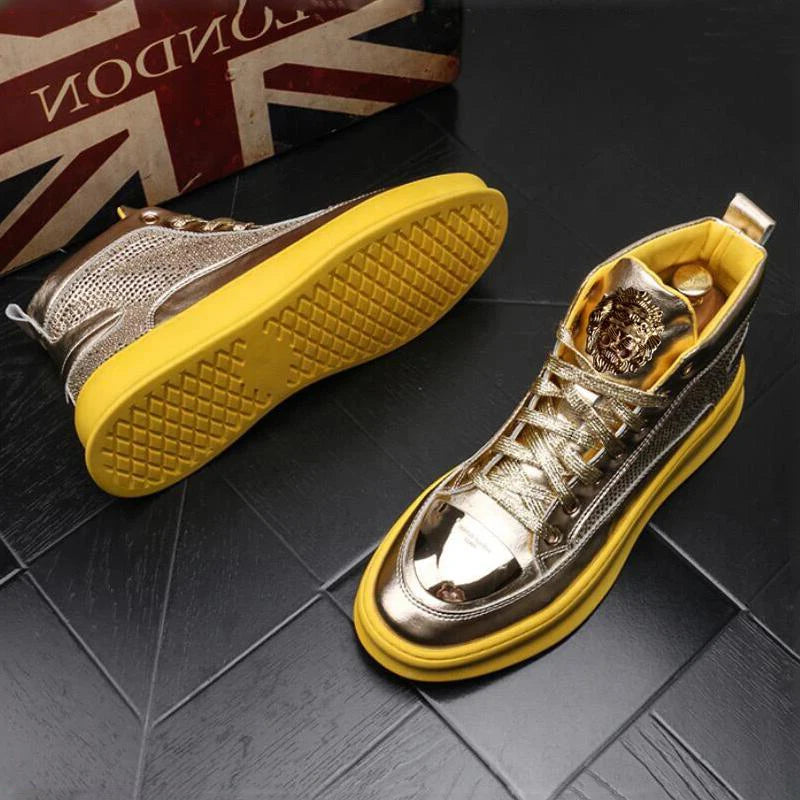 Visco Designer fashion men's shoes Rhinestone Casual flats Platform ankle boots Motorcycle sneakers Zapatos Hombre A6