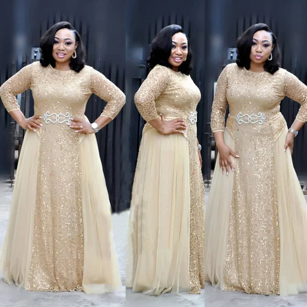 Maxy Lace Chiffon Dresses For Women Plus Size Ankara Dashiki Maxy Robe Dubai Turkey Sequin Abaya Wedding Party Dress