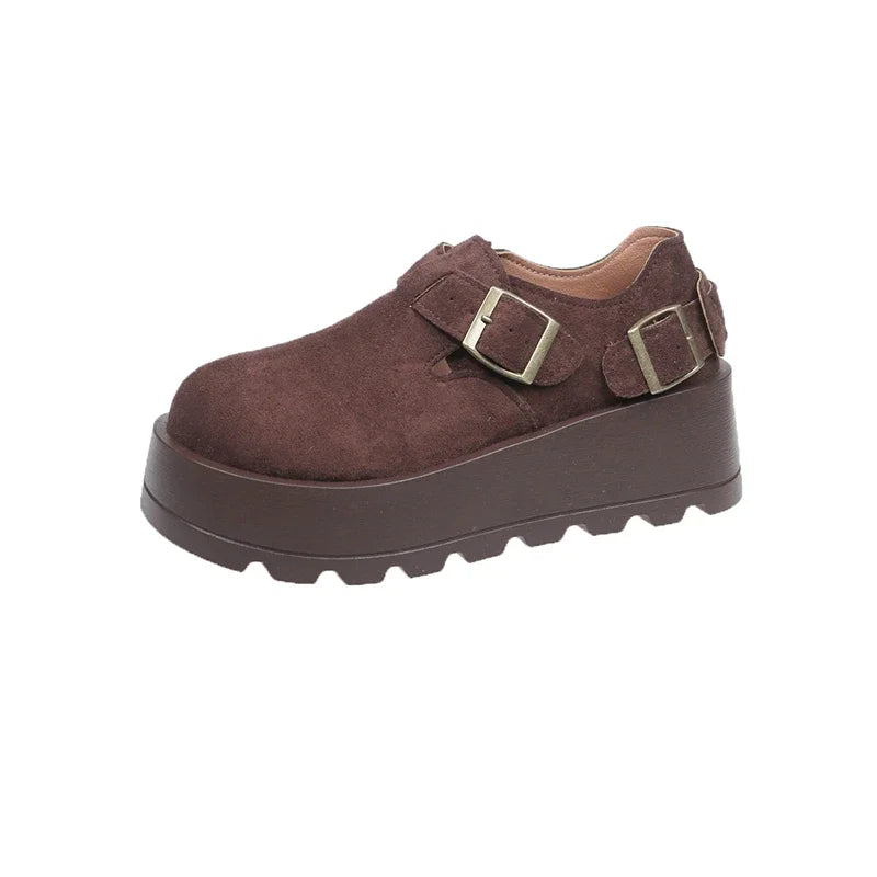 Maxy Women Hot Selling Classic Platform Shoes New Trend Brand Designer Casual Sneakers 5cm Height Increasing Flat Suede Loafers