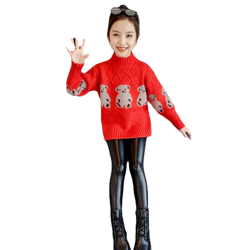 Girls Sweater Pullover Autumn Winter Wear Bottoming Shirt Children's Clothing Thicken Fall Kids Clothes for Toddler Girl Fashion