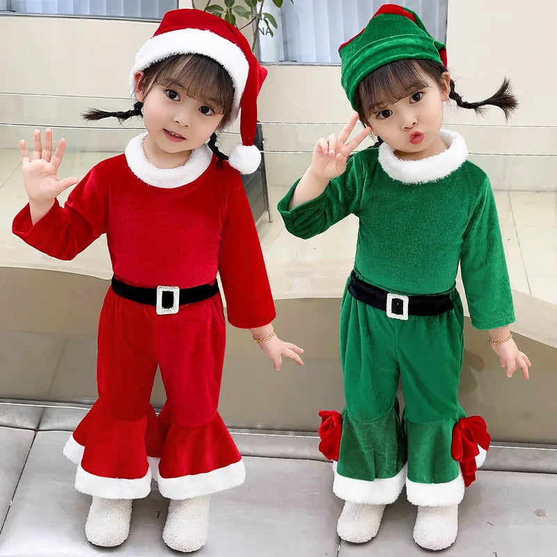 Maxy Boys Girls Christmas Fairy Outfits Kids Christmas Santa Claus Fantasy Costume Children Family Matching Celebration Outfits