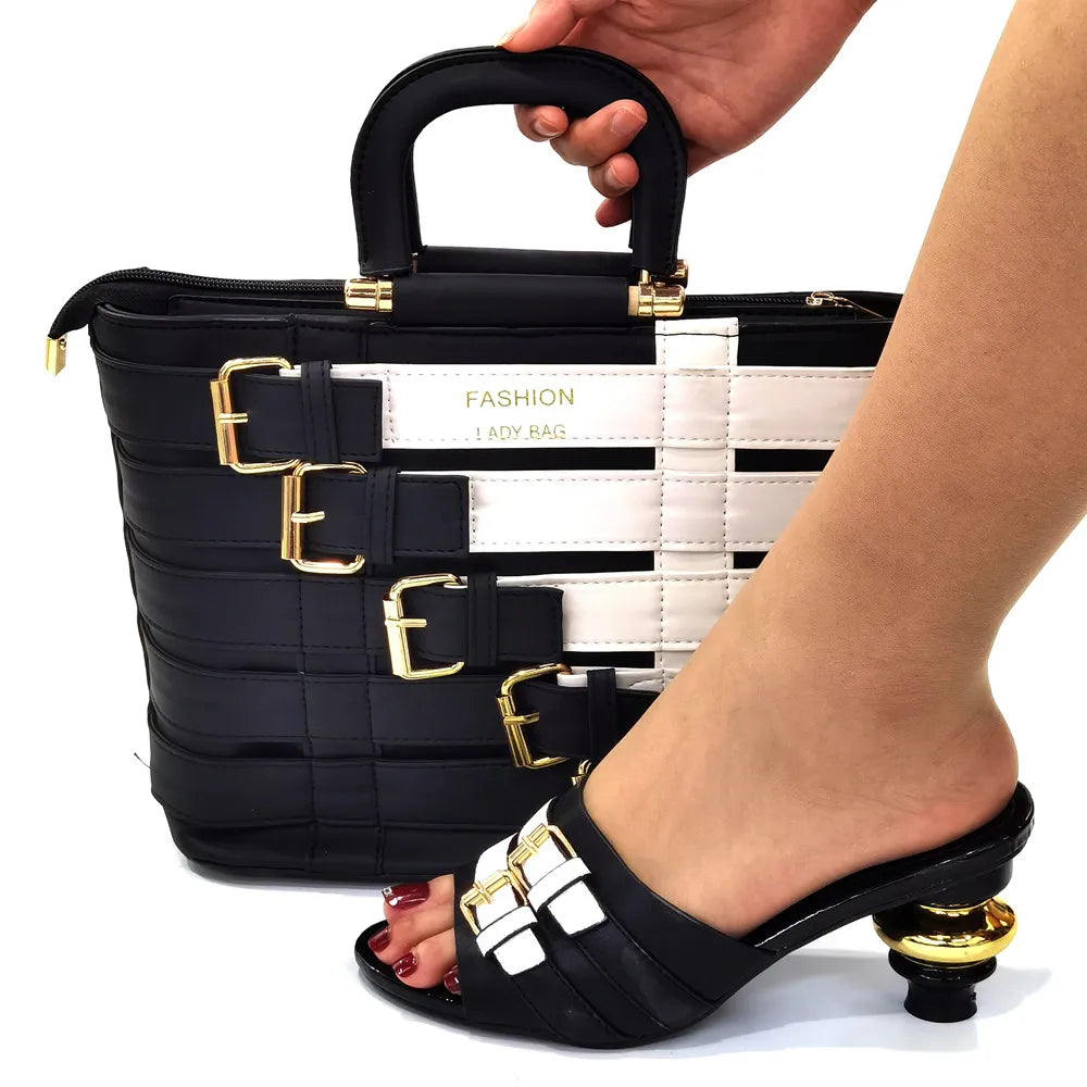 Maxy Doer show Italian Shoes and Bag Sets for Evening Party with Stones Italian Leather Handbags Match Bags!HOP1-25