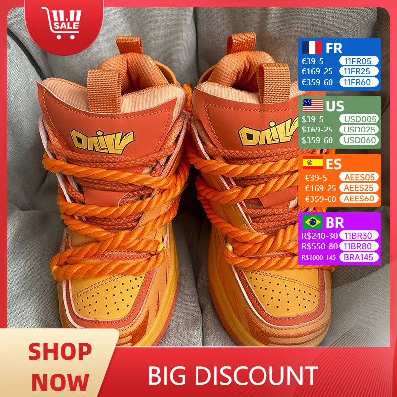 Maxy Plus Size 41 42 Retro Running Shoes Women Men's Sports Shoes Design Shoes Orange Chunky Sneakers Woman Big Size Casual Shoes