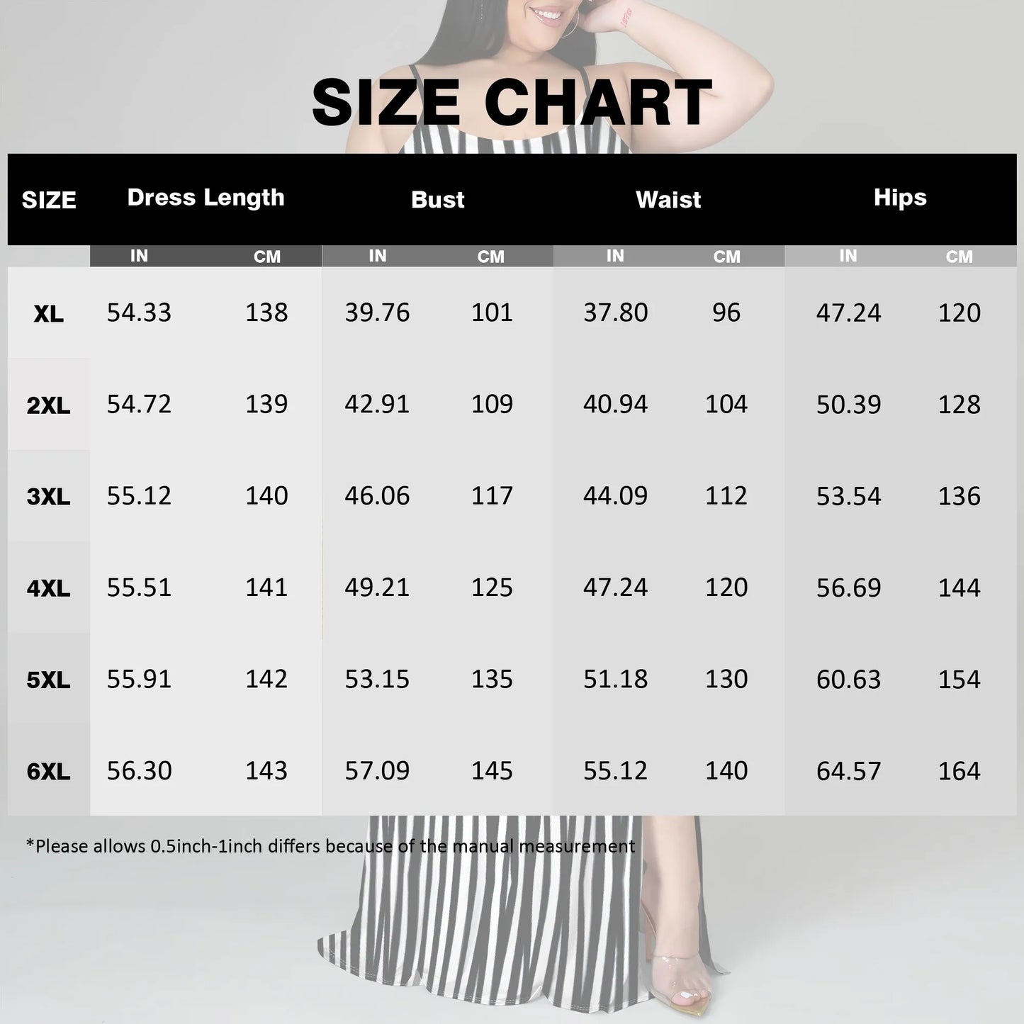 Maxy Plus Size Stripe Maxi Dress XL-6XL – Black & White Sleeveless Summer Look with Slit for Resort or Brunch 2025