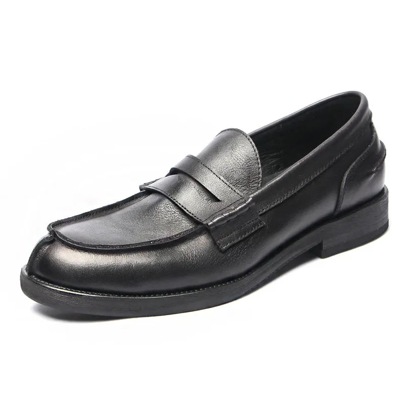 Amay Luxury Handmade Men Loafers Shoes Genuine Leather Italian Design Men Business Dress Formal Shoes Platform Men Flats Moccasins