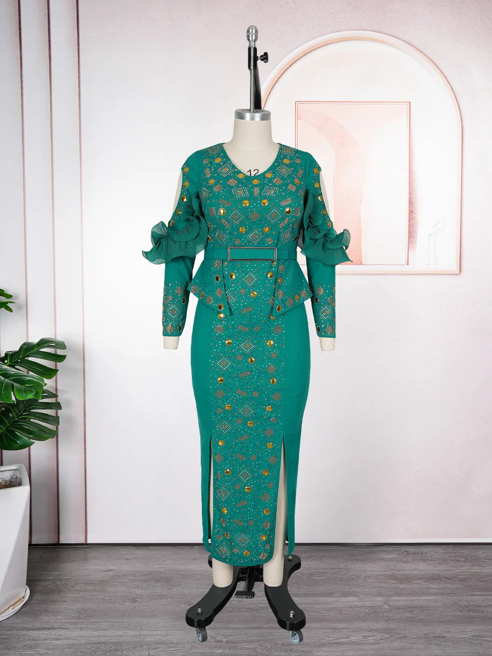 Maxy Luxury African Evening Dresses for Women Plus Size Wedding Party Gown Ankara Dashiki Beads Africa Clothing Turkey Outfits Robe