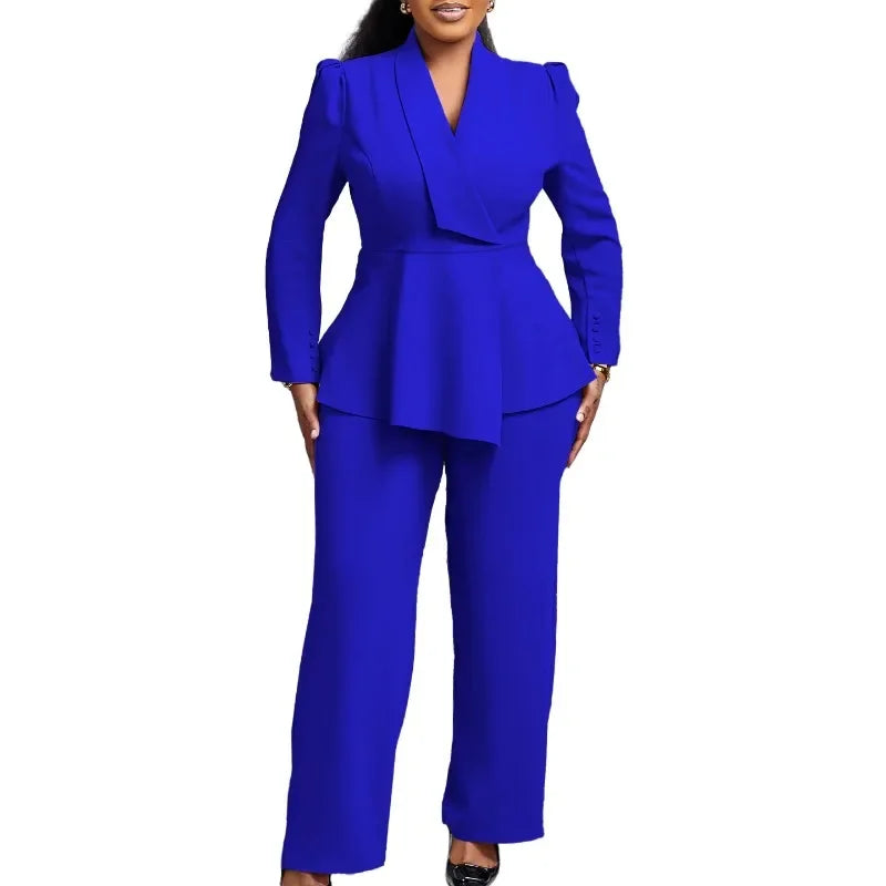 Maxy 2 Piece Women Sets Plus Size New Arrival Matching Two Pieces Sets Blazer Coat Top Pants Suits Outfits Clothing