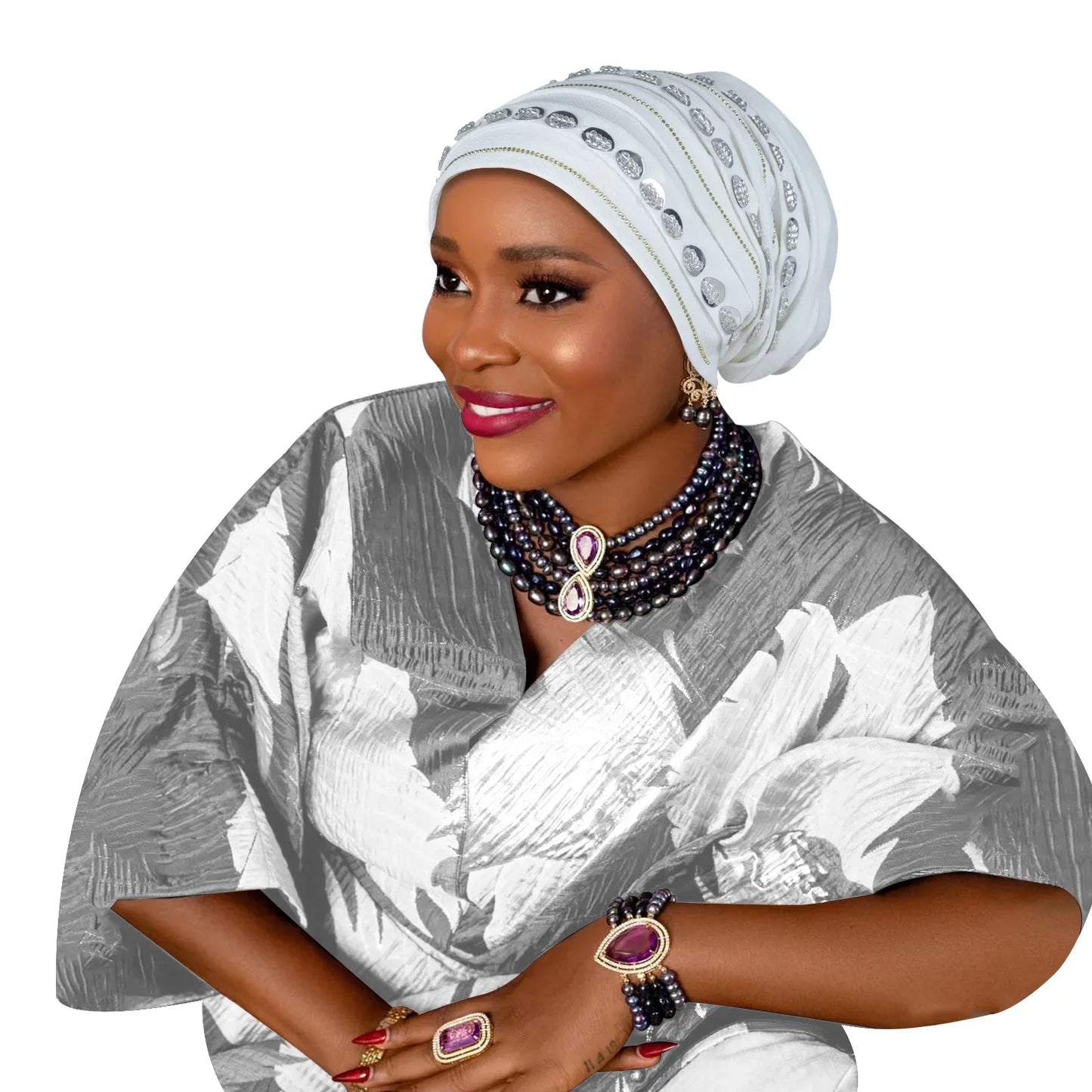Maxy New Diamonds Turban Cap for Women Muslim Hijab Bonnet Headscarf Nigeria Geles Wedding Hat African Auto Gele Head ties Head Wrap