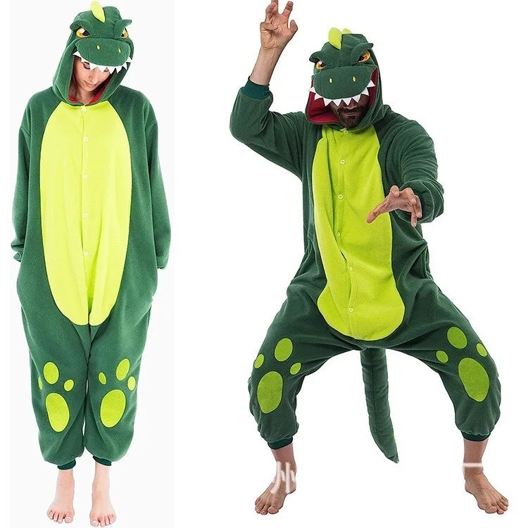 Maxy Christmas Cosplay Adult Cartoon Turkey Pajamas Reindeer Snowman Flannel Sleepwear Jumpsuit Costume Halloween Carnival Party Suit