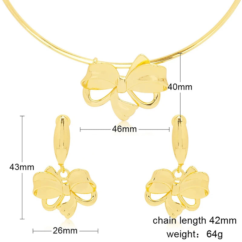 Maxy Luxury 18k Gold Plated Jewelry For Woman Circle Necklace Earring Set Women Pendant Jewellery For Party Bride Wedding