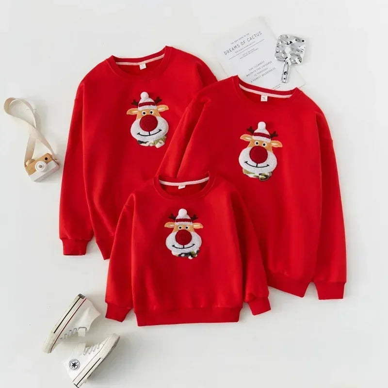 Christmas Family Matching Outfits Out Wear Winter Pajamas Tops Adult Kid Baby Merry Xmas Fleece T-shirts Family New Year Clothes