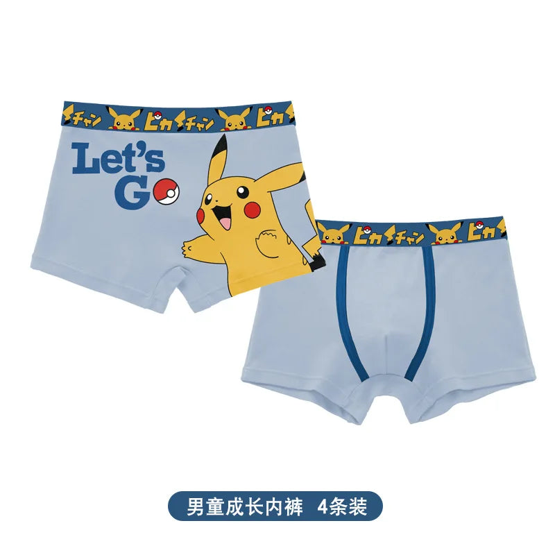 Maxy Pokémon Children's Boys Underwear Pure Cotton Boys Panties Underwear Pikachu Kids Soft Breathable Baby Briefs Underpants