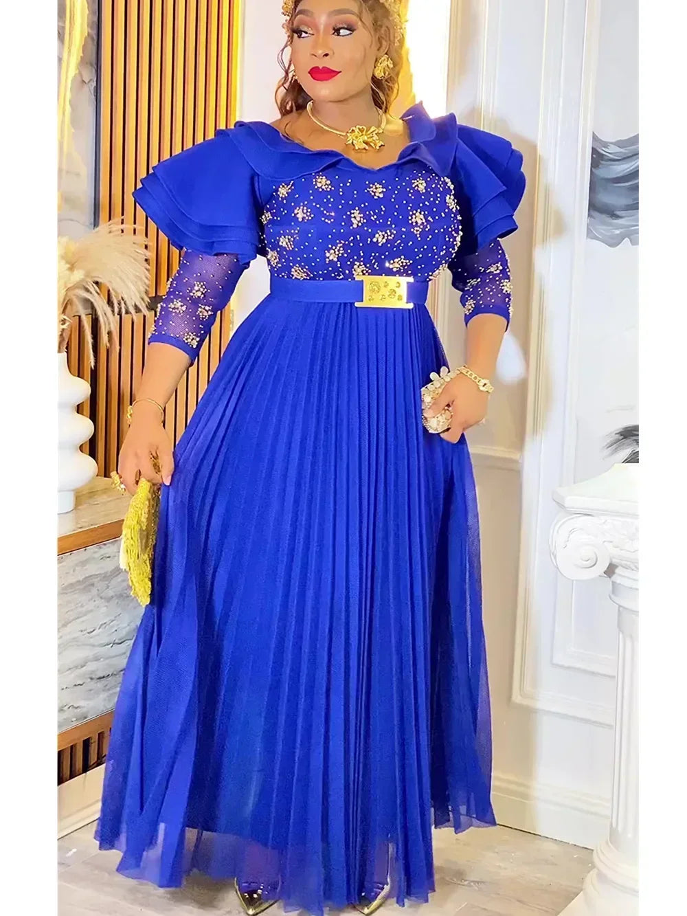Amay Party Dresses for Women New Fashion Dashiki Ankara Wedding Evening Gown Elegant Maxy Dress