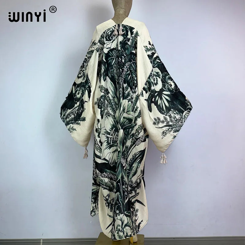 Maxy kimono Africa boho fashion print beach swimwear Elegant Cardigan sexy Holiday maxi beach wear swimsuit evening dress