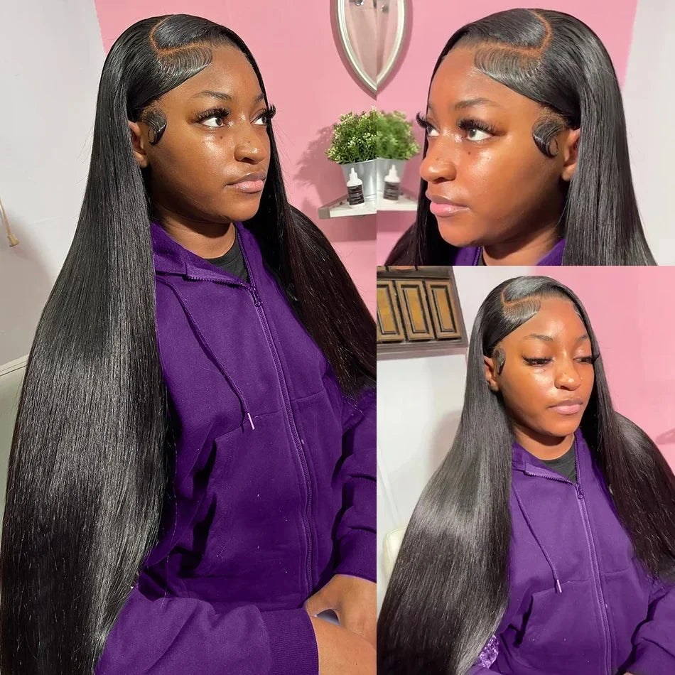 Maxy 13x6 Bone Straight Lace Front Wigs Human Hair 30 Inches Glueless HD Transparent Brazilian Remy Human Hair Wigs For Women