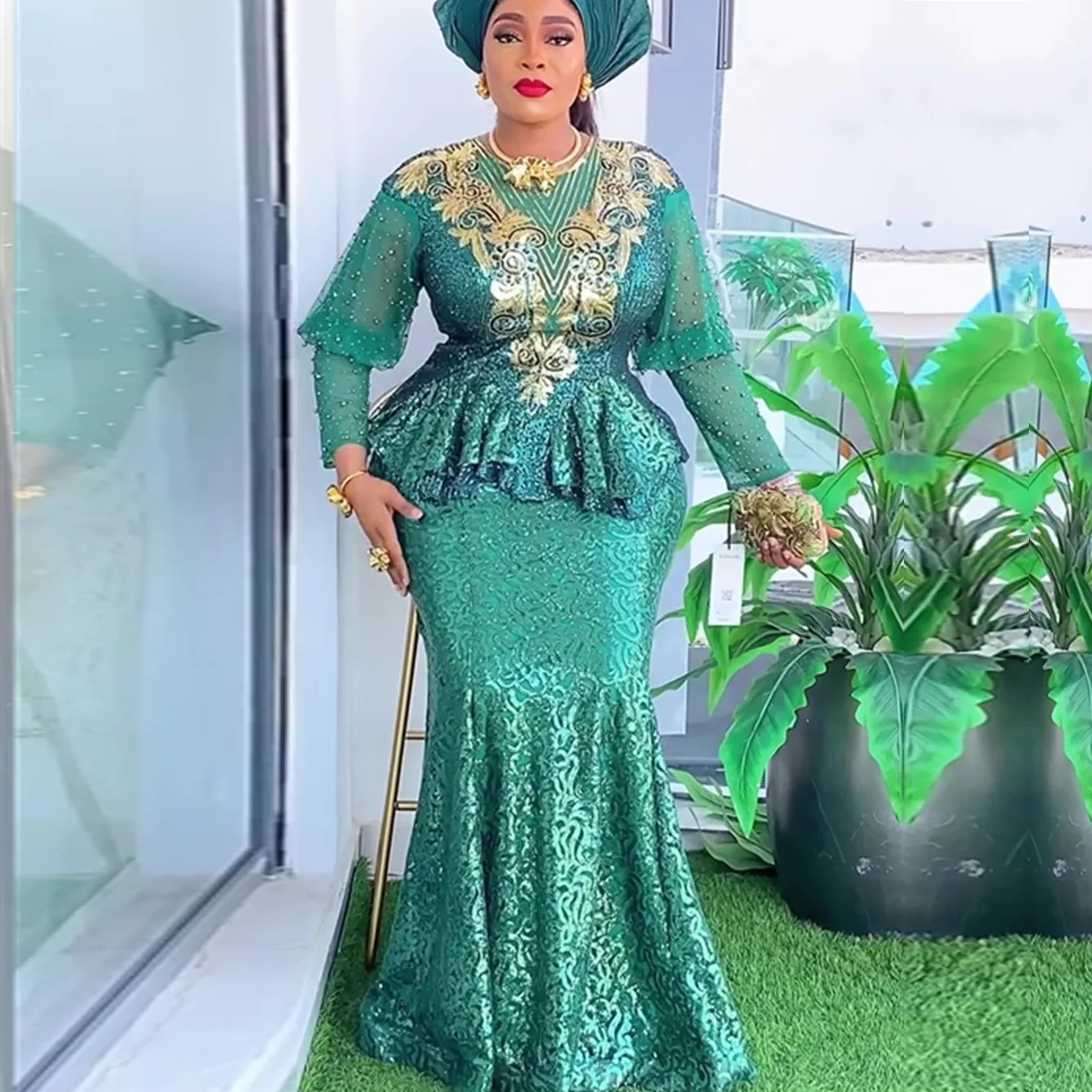 Maxy Plus Size African Party Dresses For Women New Fashion Dashiki Ankara Sequin Wedding Gowns Elegant Turkey Muslim Maxy Dress