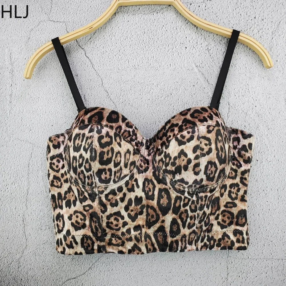 Maxy HLJ&GG Fashion Leopard Y2K Lace Ruched Skirts Shorts Two Piece Sets Women Spaghetti Strap Crop Tank Top And Mini Skirt Outfits
