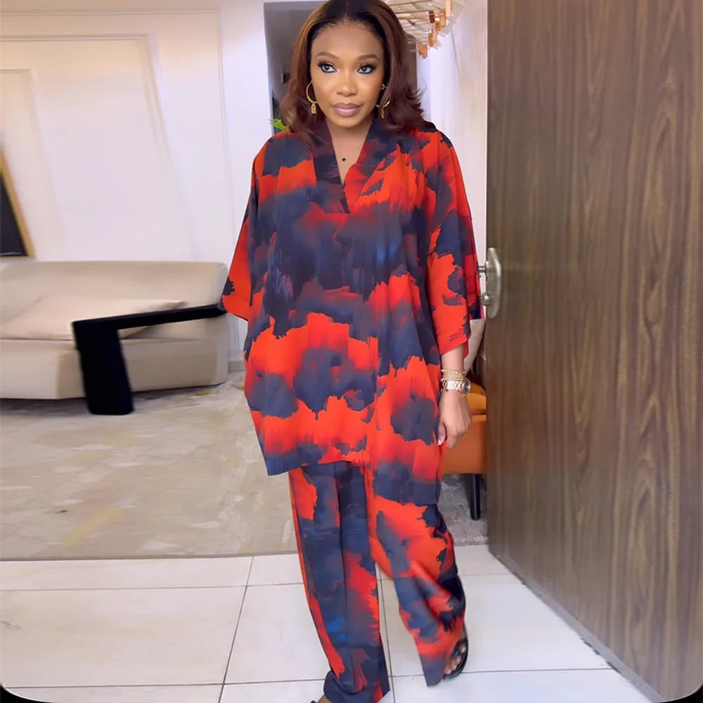 Maxy Plus Size 2 Piece Matching Sets Women Outfits African Clothes for Women Ankara Tracksuits Set Dashiki Spring New Clothing