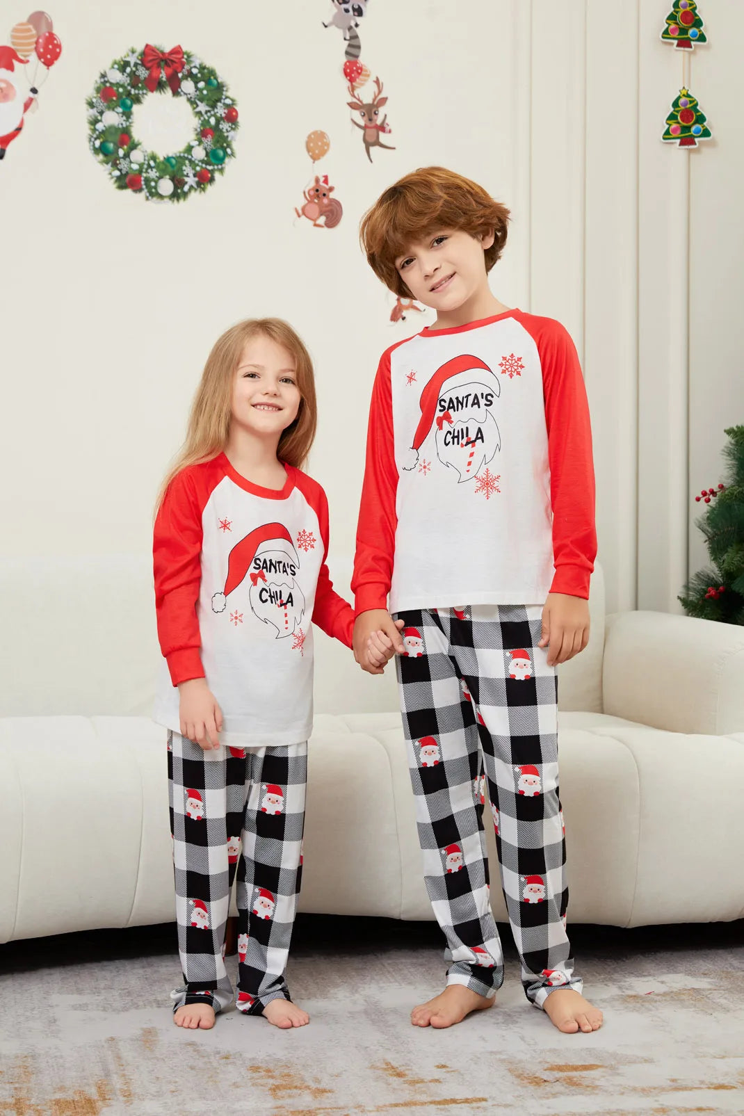 Maxy  Christmas Family Matching Pajamas Xmas Santa's Child Print Pjs Adult Kids Outfit set Baby Jumpsuit+Dog Clothes