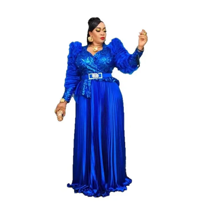 Maxy Elegant African Dresses for Women Wedding Evening Party Gown Sequins Ankara Dashiki Africa Clothing Turkey Kaftan Dubai Abayas