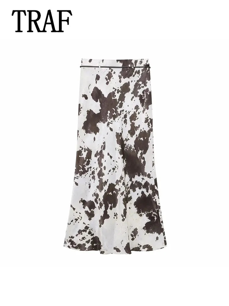 Maxy Printing Short Skirt Sets For Women 2 Pieces Outfit New Fashion Printing Top Casual Midi Skirts Womens Suit