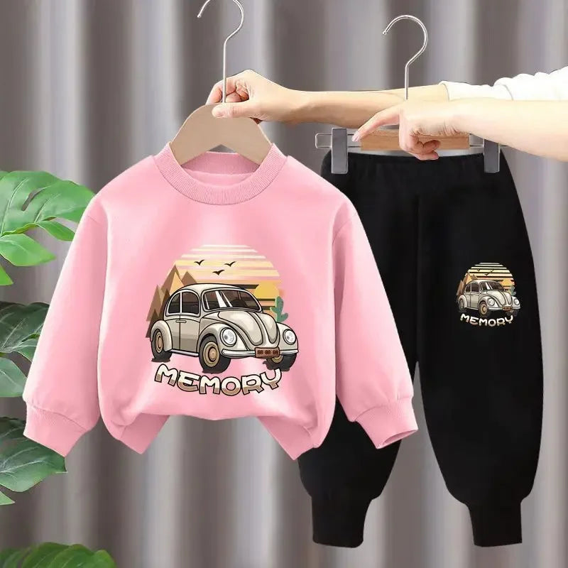 Maxy Autumn Children Boy Clothes Set Kid Girls Fashion Print Sweatshirts Pullover Top and Pants 2pcs Suit Teenage Outfits Tracksuits