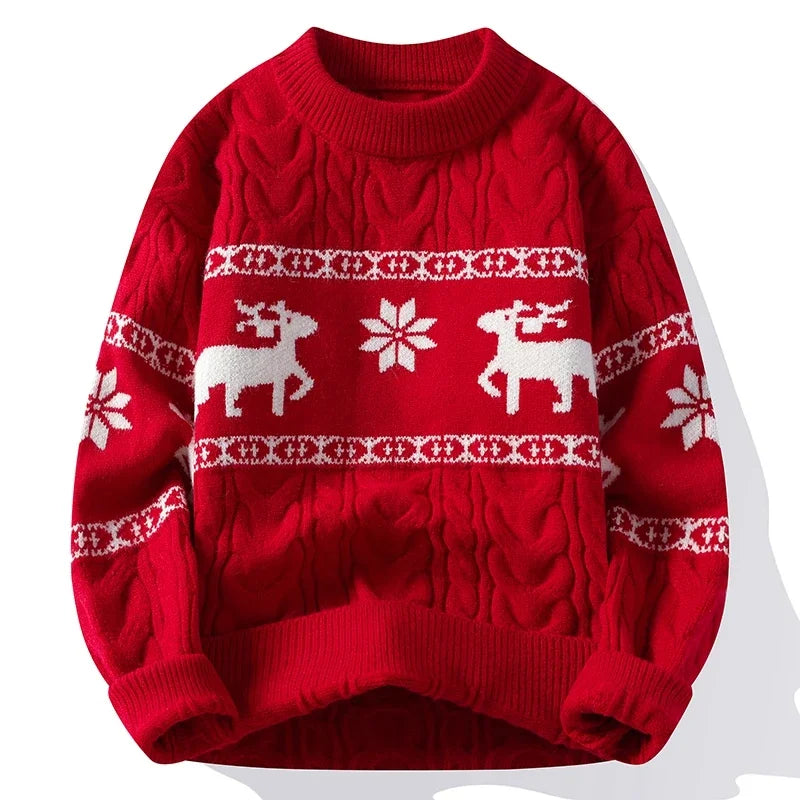 Maxy 2024 New Fall Winter High End Luxury Cashmere Sweater Men Thick Warm Men's Sweaters with Deer Christmas Jumper