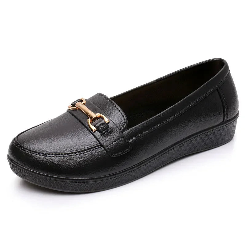 Maxy women casual round toe street anti skid shoes lady leisure black comfort hotel work flats red loafers fa42